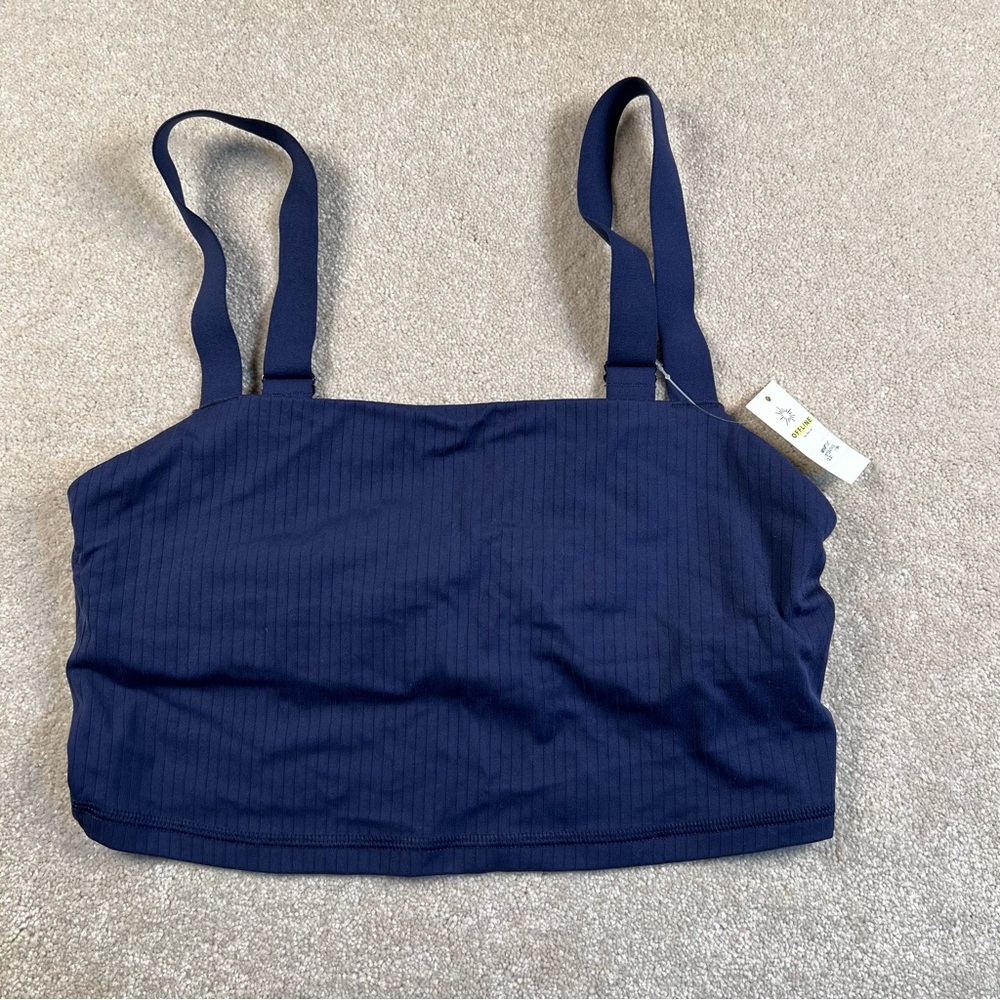 OFFLINE Aerie Real Me Recharge Least Support Bra Blue Ribbed NWT Medium